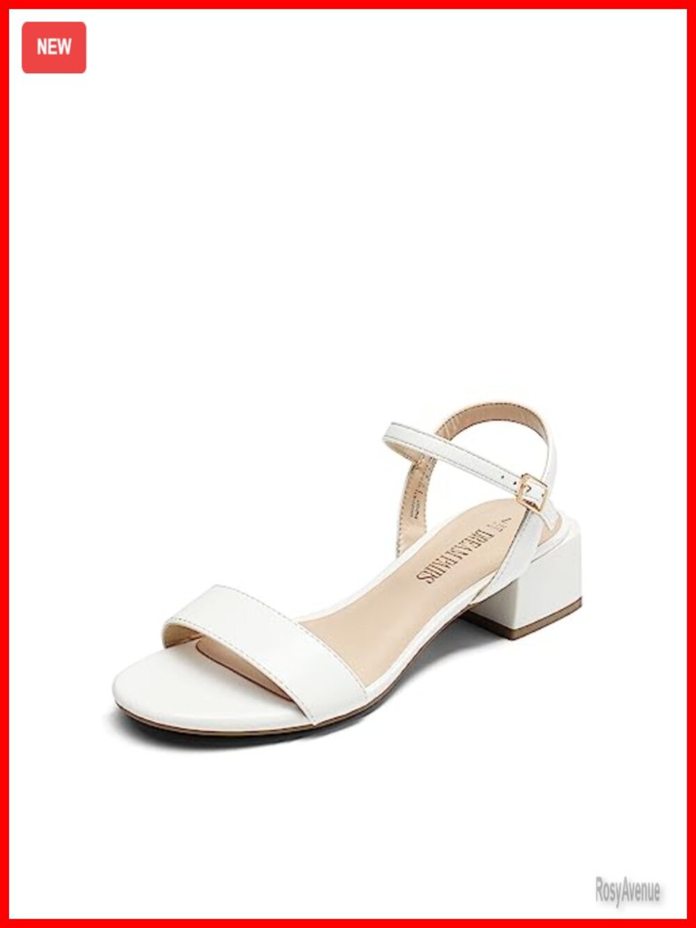 Womens Chunky Low Block Heel Faux Leather Dress Sandals